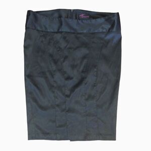 VTG Y2K Torrid Black Satin High Waist Rockabilly Goth Midi Pencil Skirt Size 12